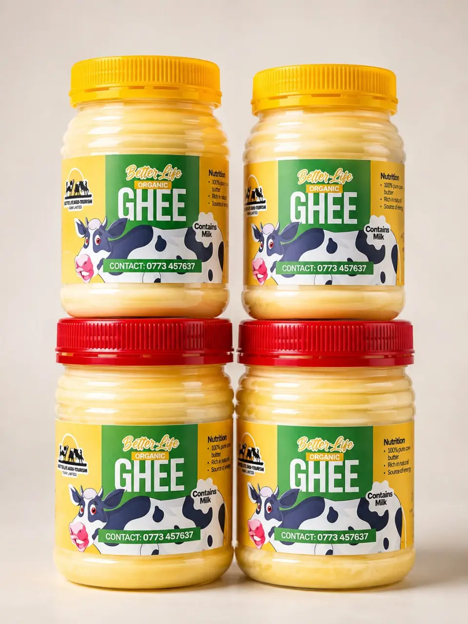 Jars of BetterLife Organic Ghee
