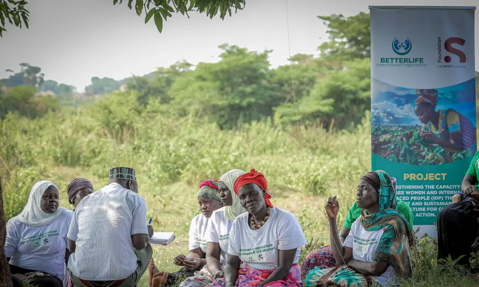 Women at an outdoor training session in Yumbe